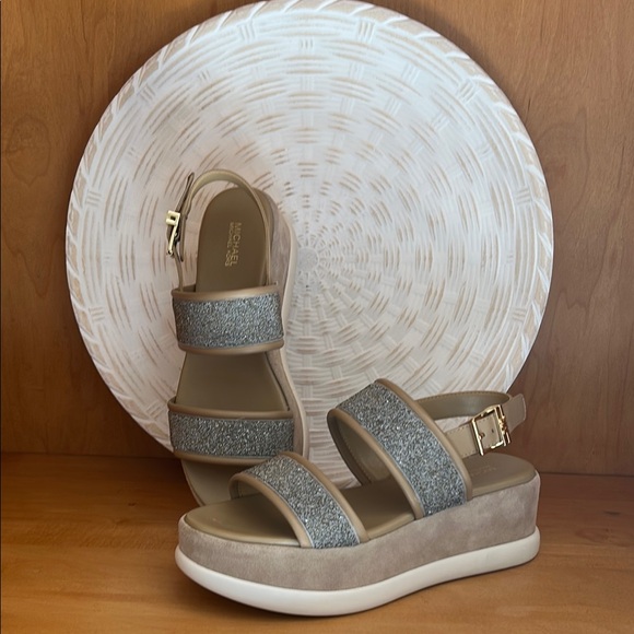 Michael Kors Shoes - NWOB Michael Kors Women's Silver and Tan Sandals
